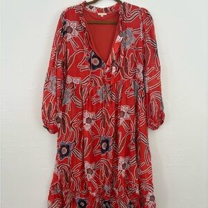 JODIFL orange Floral Midi Dress